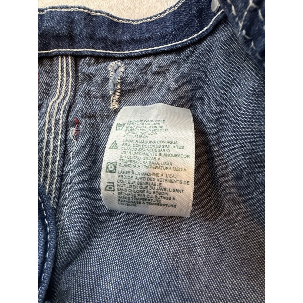 Dickies Womens Denim Overalls Dark Wash Bibs Sz 32x32 Utility Carpenter Workwear - Picture 8 of 8